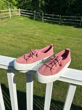 Sperry Pink Canvas Platform Lace-Up Sneakers - Women's